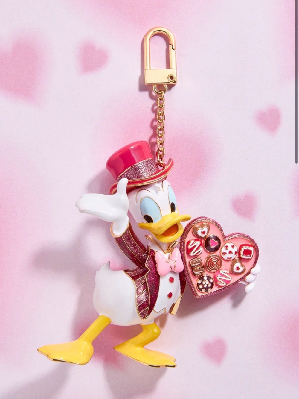 Disney Daisy Duck Pink & Gold Valentine Keyring Charm